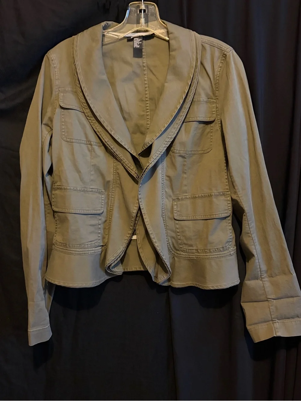 DKNY Olive Utility Jacket with Shawl Lapel